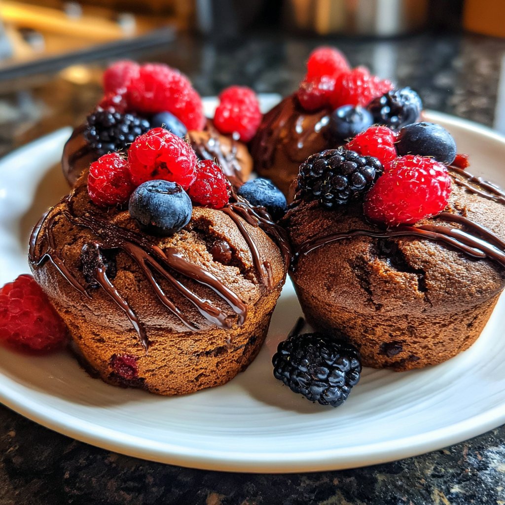 Muffins mit Kakao und Beeren
