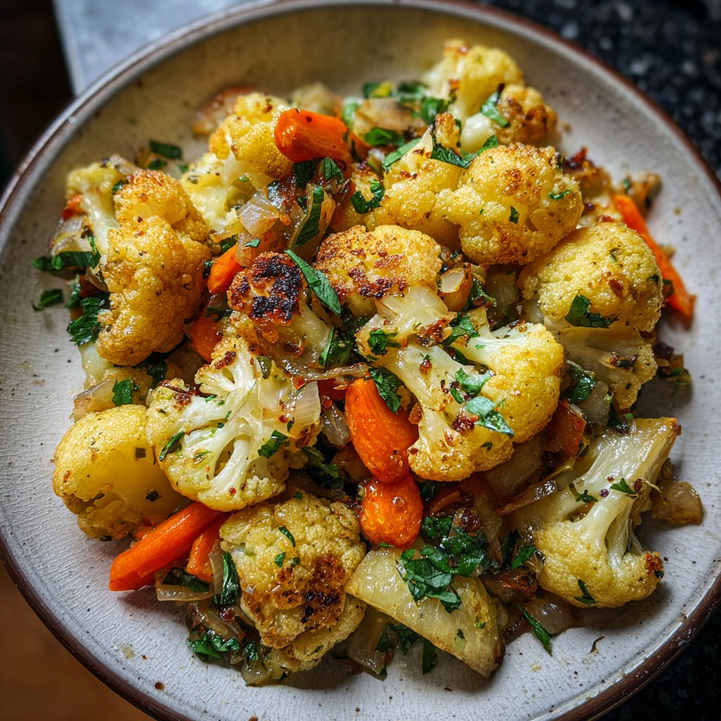 Blumenkohlpfanne mit Knoblauch