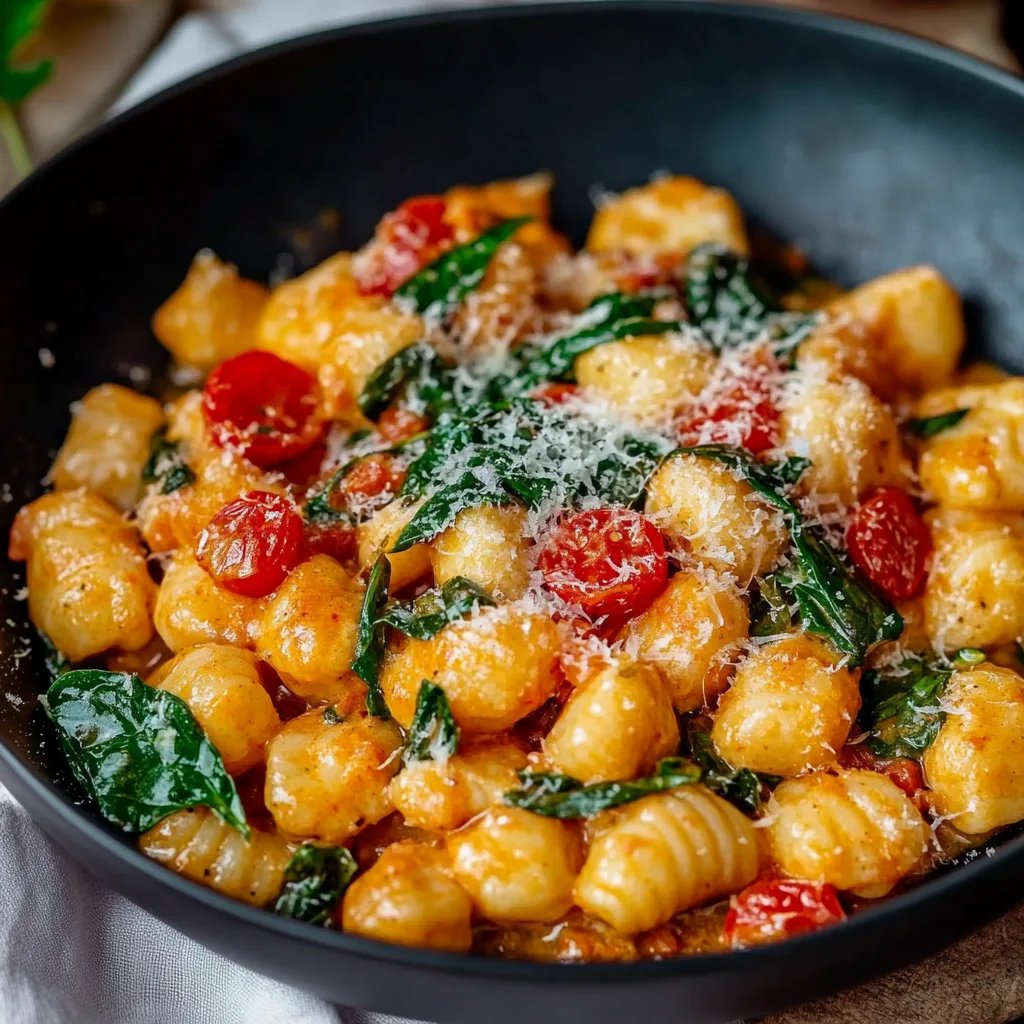 Schnelle Gnocchi-Pfanne mit Tomate & Spinat