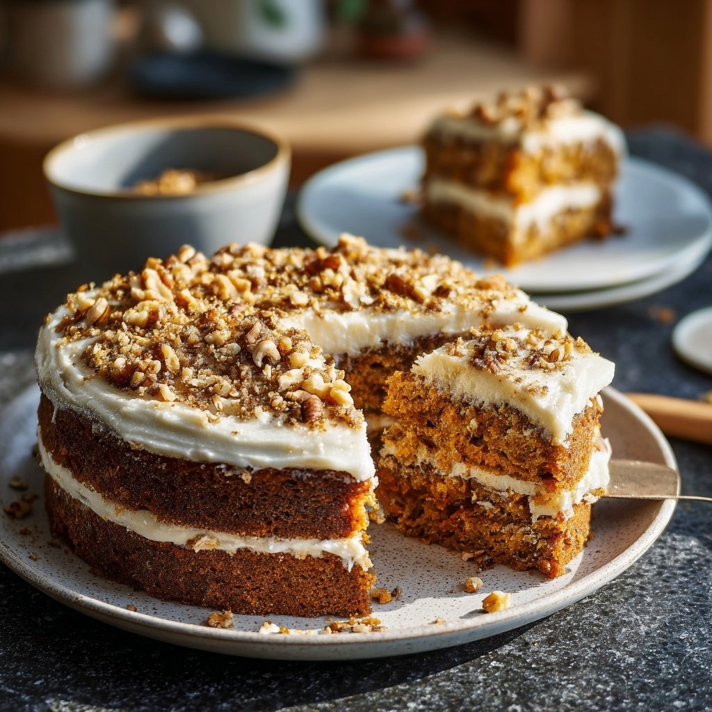 Karottenkuchen Mit Nuss Topping