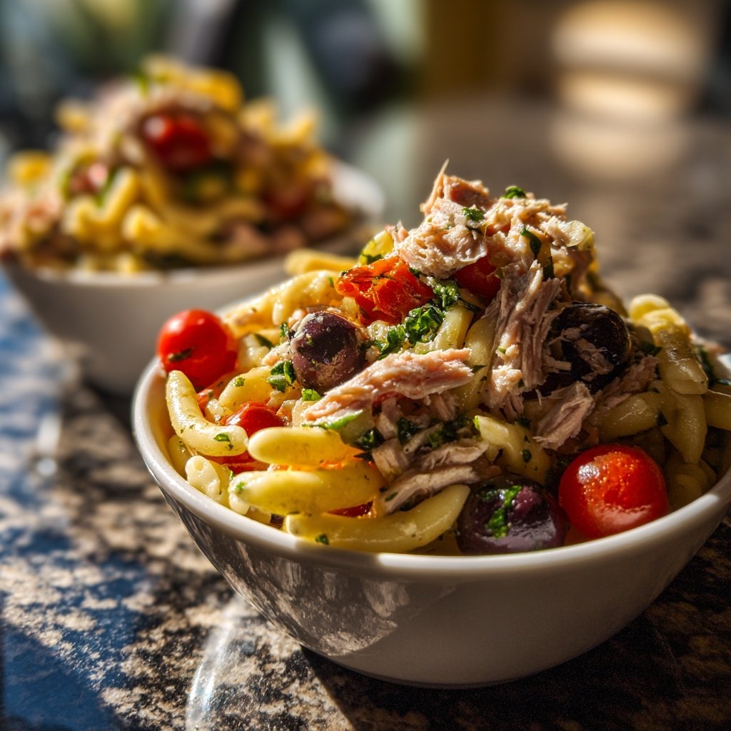 Mediterraner Nudelsalat Mit Thunfisch