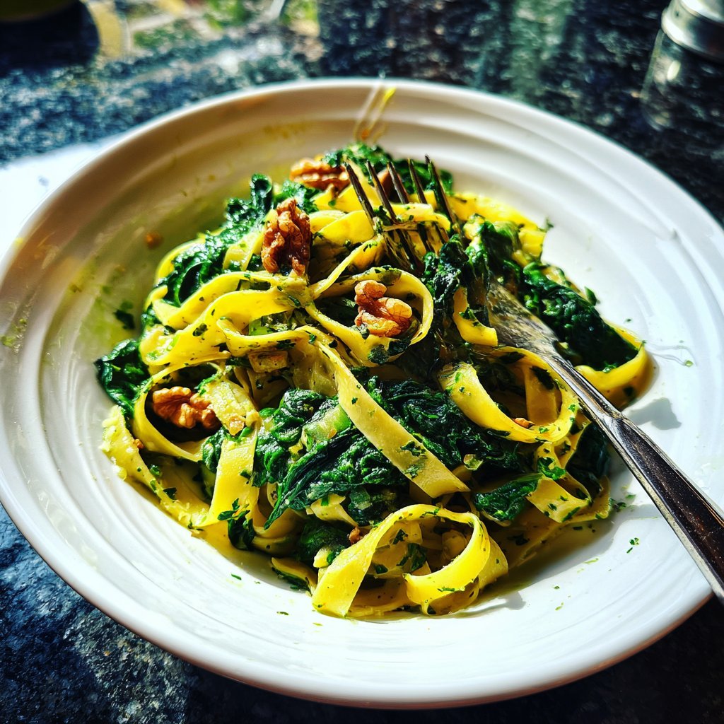 Tagliatelle mit Spinat und Walnüssen