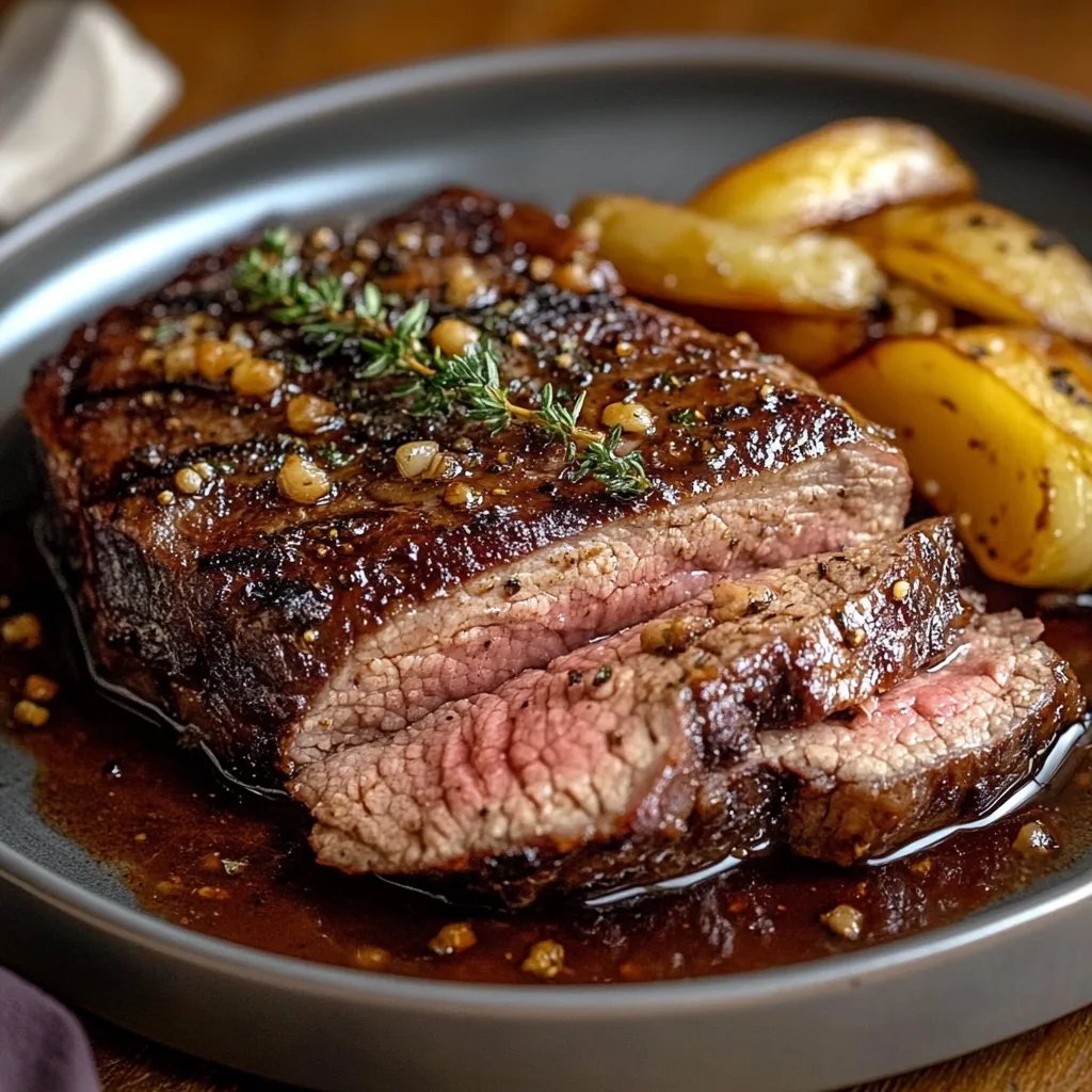 Zartes Rindfleischbruststück in aromatischer Balsamico-Zwiebelsoße